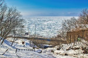 網走のオホーツク海に広がる流氷